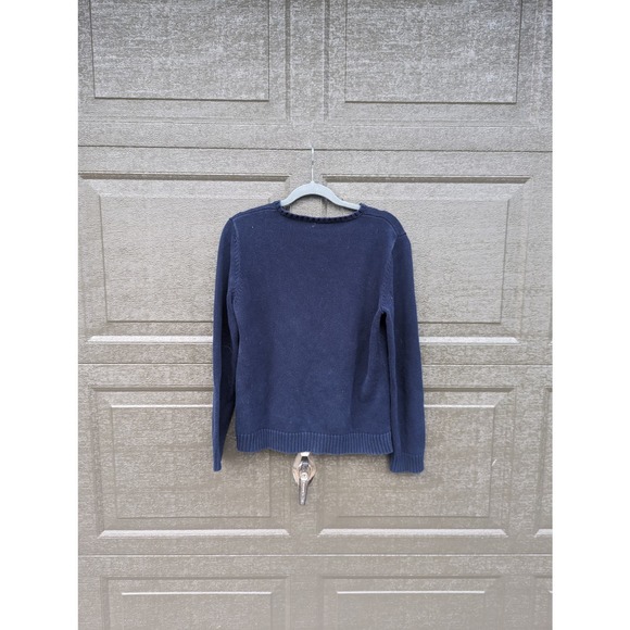 Vintage Y2K Ralph Lauren Navy Blue Embroidered Crest Knit Sweater - Picture 10 of 11